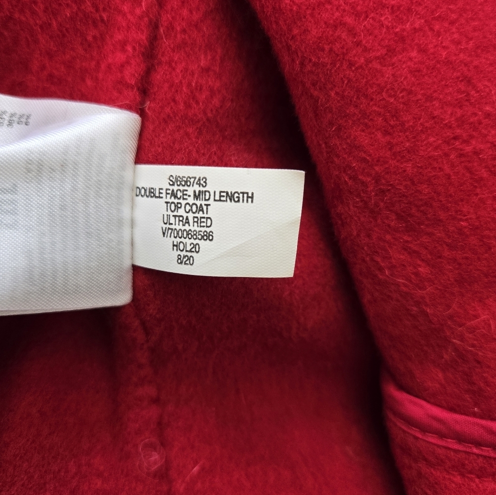 BANANA REPUBLIC Mid Length Lightweight Ultra Red Relaxed Wool Top Coat. Size XS - Picture 13 of 16